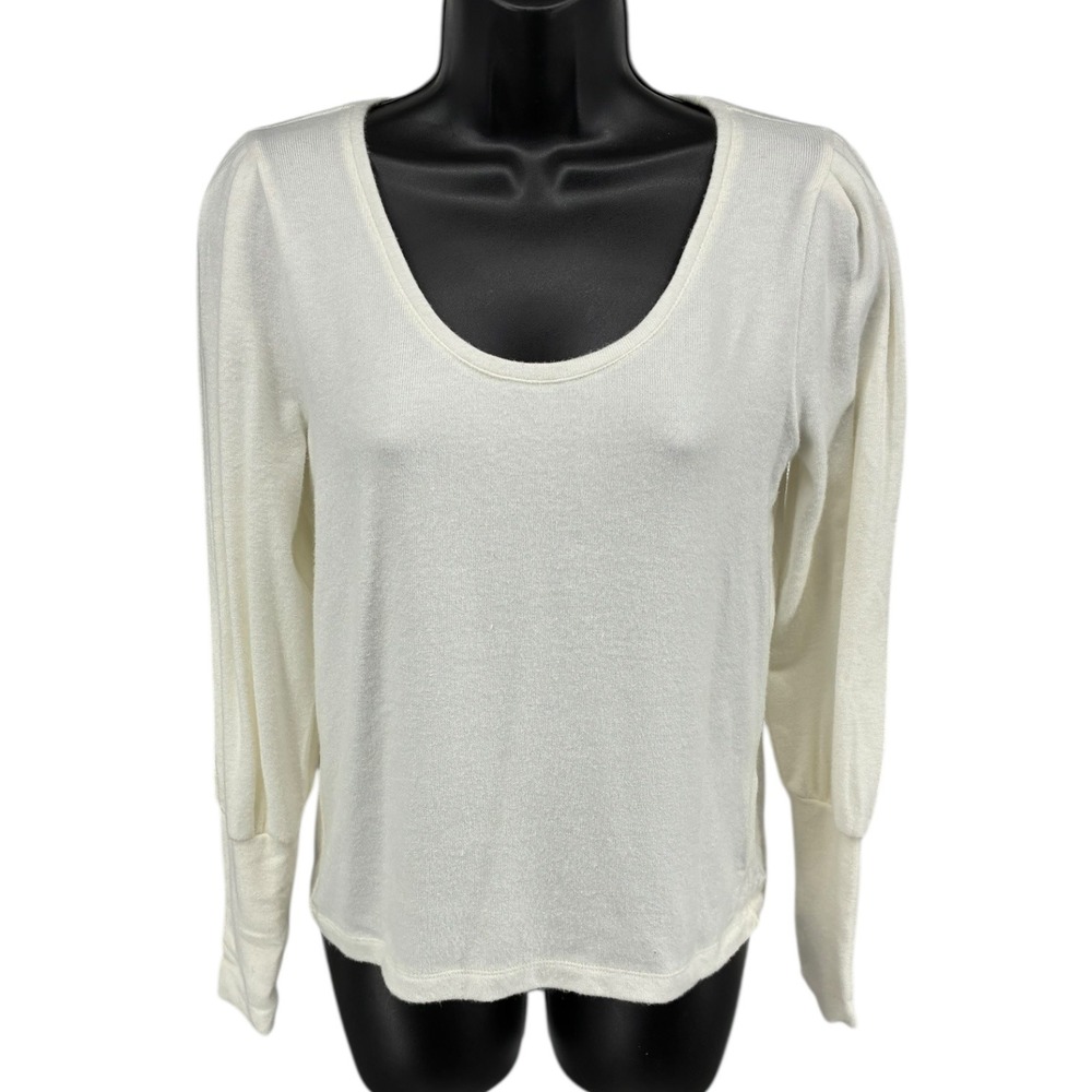Madewell Cream Scoop Neck Long Sleeve Top Soft Stretch Size S‎